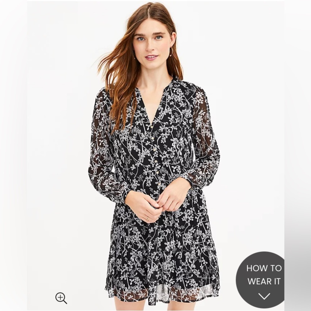 LOFT NWT Vine Drop Waist Shirtdress